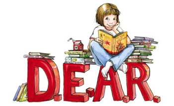 illustration of Ramona Quimby reading a book while sitting on top of the D.E.A.R. acronym