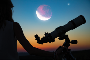 Person with telescope