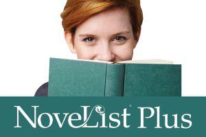 person behind book and text reading "NoveList Plust"