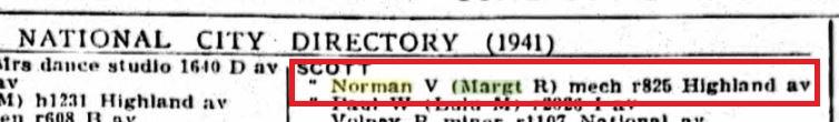 National City, California city directory for Norman Scott