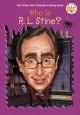 cover image of the book "Who Is R.L. Stine" featuring an illustration of the author