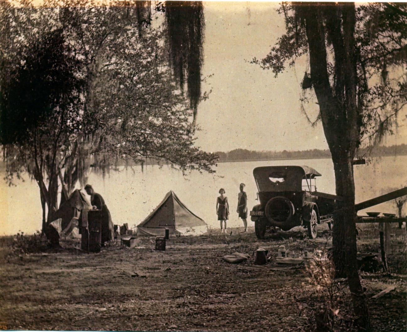 camping by a lake