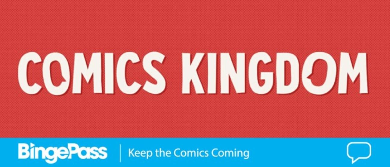 red background with white text - "Comics Kingdom"