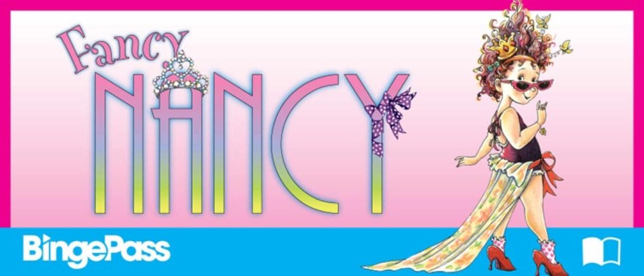 pink backgroud with fancy nancy character and text - "Fancy Nancy"