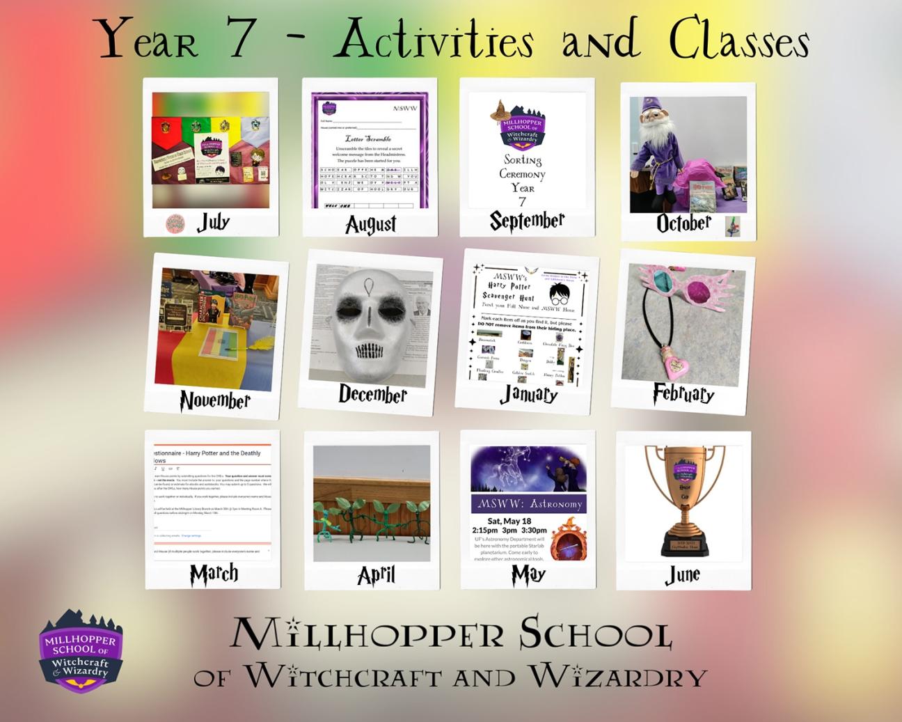 Year 7 Activities and Classes for the Millhopper School of Witchcraft and wizardry