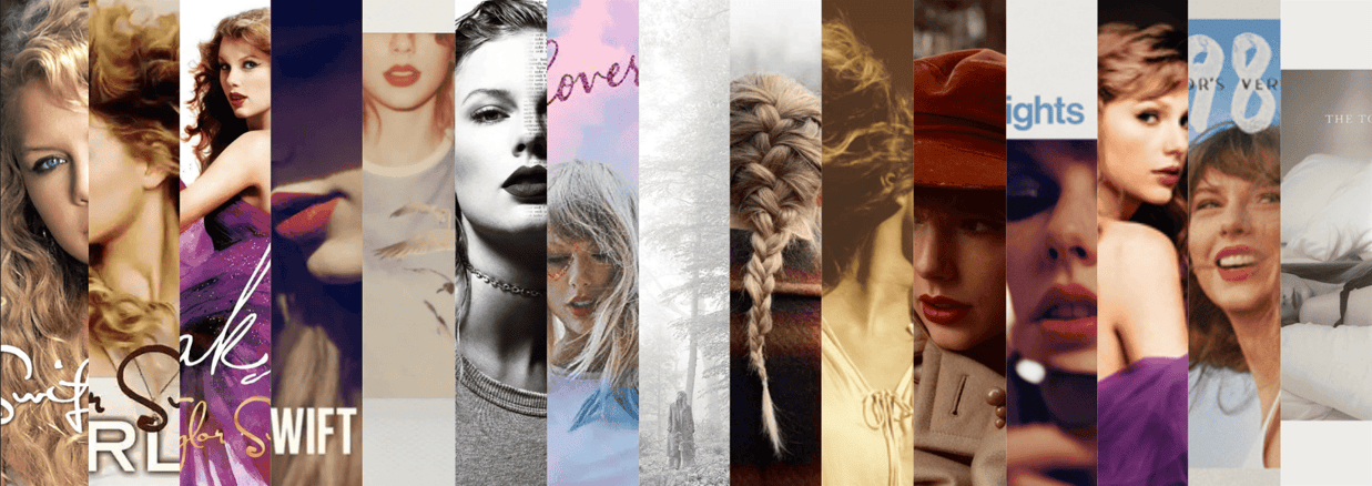 Taylor Swift album covers side by side