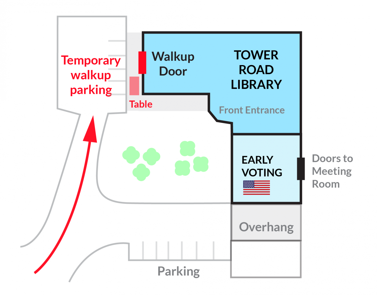 Early Voting map for Tower Road Branch