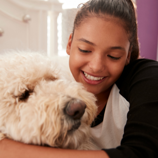 Photograph of child with Dog