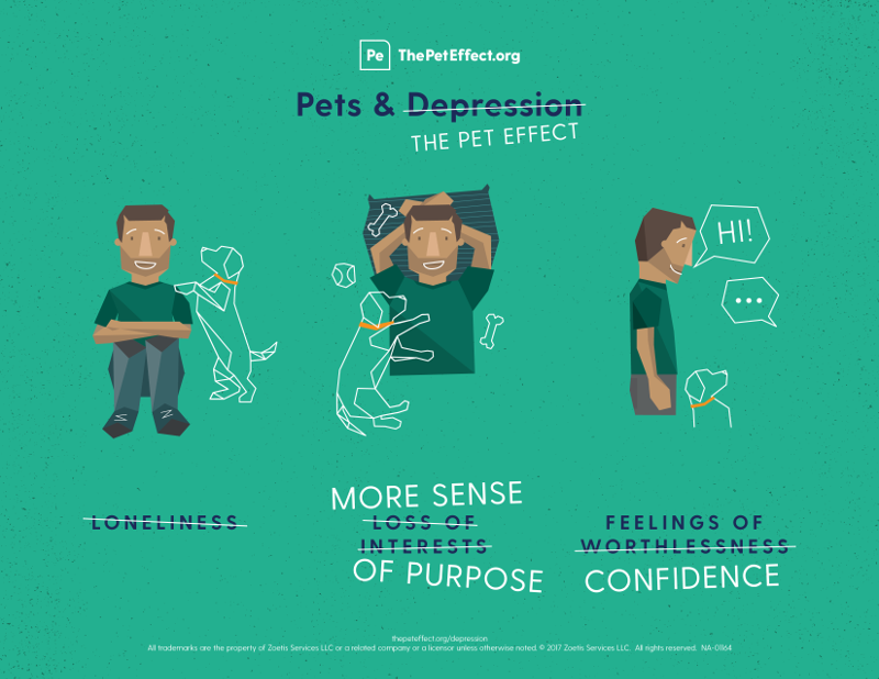Infographic showing the positive effects of pets on mental health