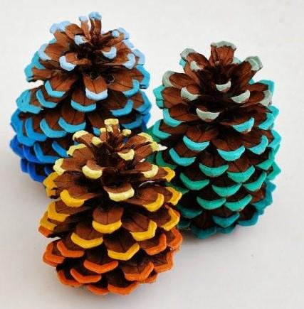 Painted pine cones