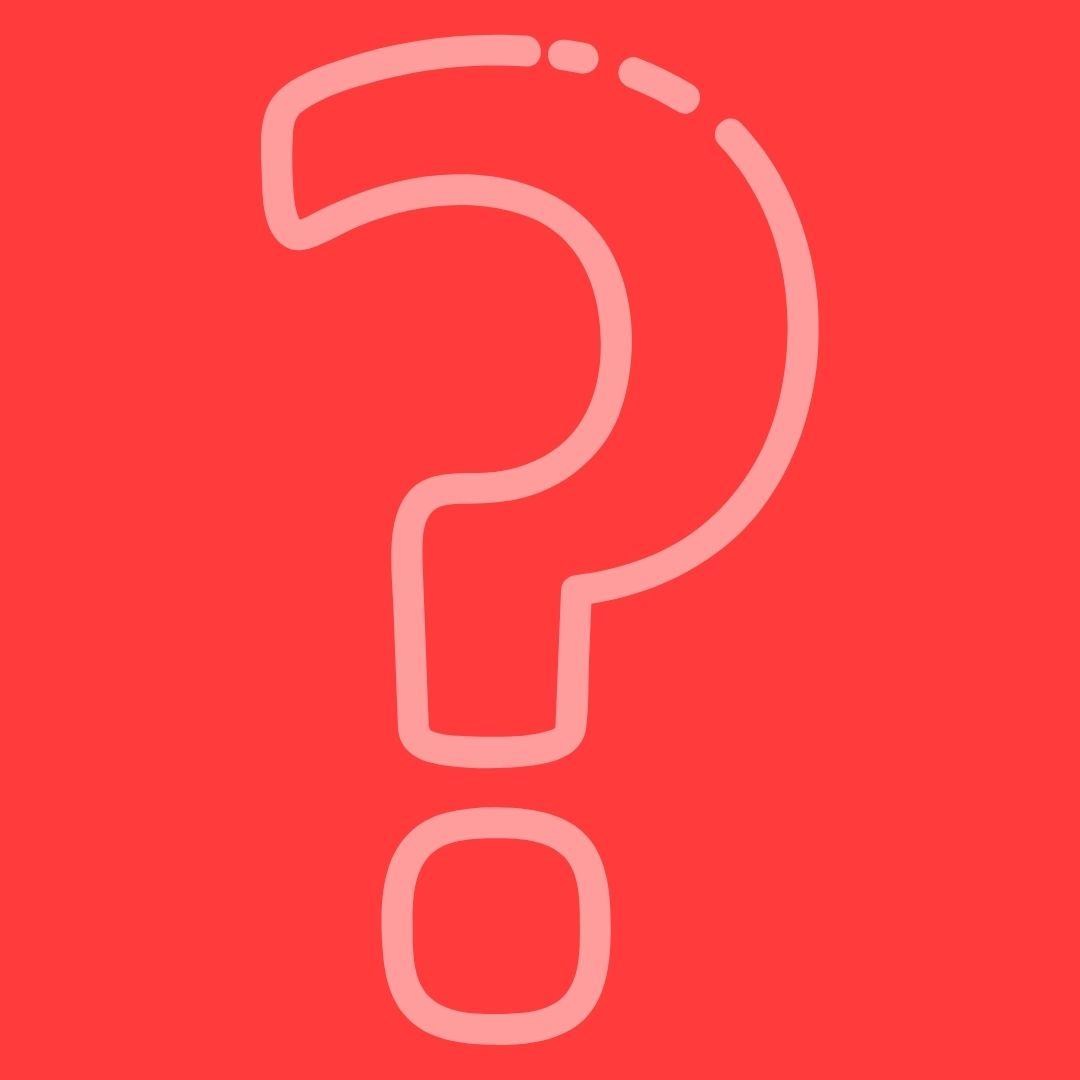 red background, white question mark