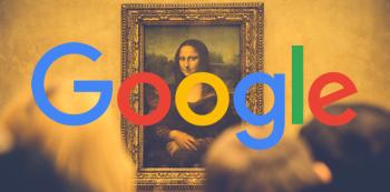 The google logo overlaid on the Mona Lisa