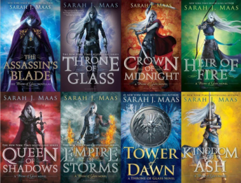 book covers for Sarah Maas's throne of glass series