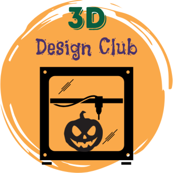 Image shows program title & a silhouette of a 3D printer printing a jack-o-lantern 