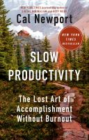 Book cover of Slow Productivity with graphic of trees with a path