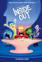 Inside Out movie poster, five emotion characters at a desk