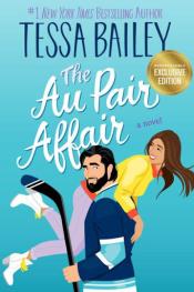 The Au Pair Affair cover, hockey player holding hockey stick and carrying smiling woman over his shoulder