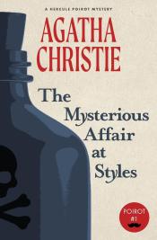 The Mysterious Affair at Styles cover, beige background, grey poison bottle