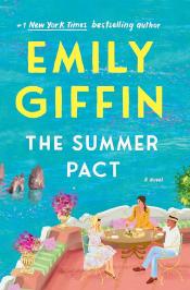 The Summer Pact cover, ocean, balcony, table with three people sitting around it in chairs